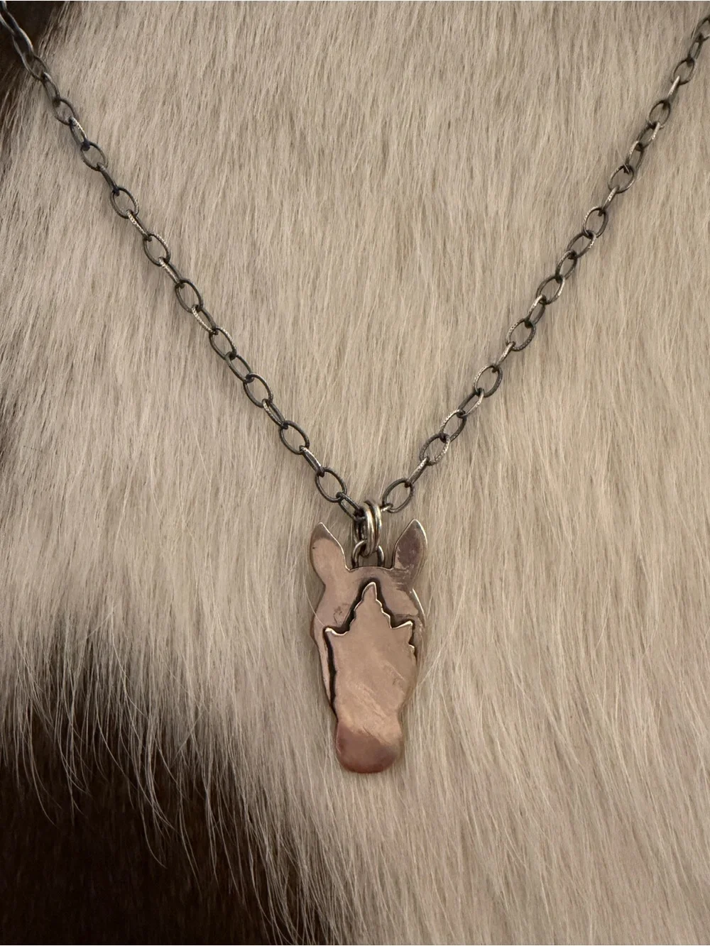 ❤️ Horse Head Silhouette Sterling Silver Hand Crafted Unisex Pendant 1.52”L